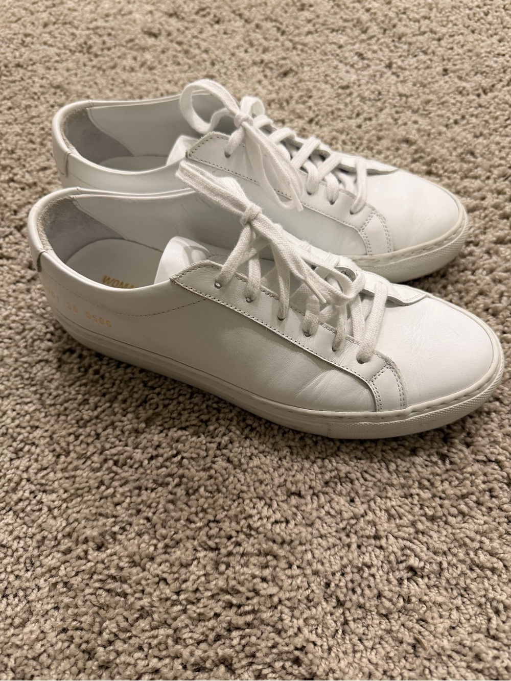 Women's Common Projects Original Achilles White Leather Sneakers size 6